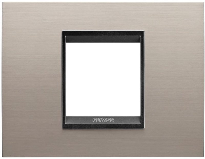 LUX PLATE - IN METAL - 2 MODULES - BRUSHED ALUMINIUM LAVY - INNER FRAME MATT BLACK - CHORUSMART